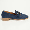 Madison Nola Loafer With Gold Metal Trim Detail - Navy-Madison Heart of New York-Buy shoes online