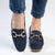 Madison Nola Loafer With Gold Metal Trim Detail - Navy-Madison Heart of New York-Buy shoes online