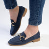 Madison Nola Loafer With Gold Metal Trim Detail - Navy-Madison Heart of New York-Buy shoes online