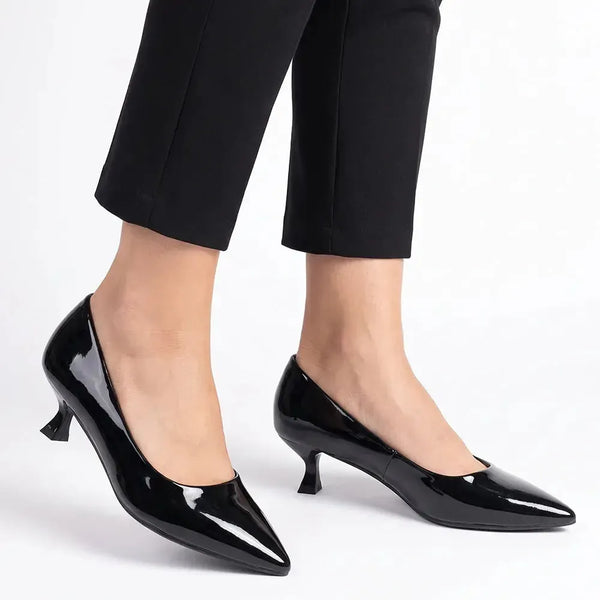 Madison Norma Kitten Heel Court Shoes - Black