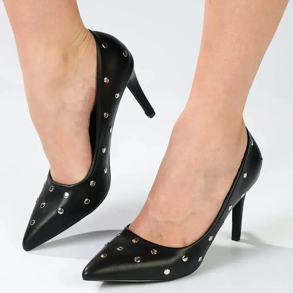 Madison Oakie Studded Stiletto Court - Black