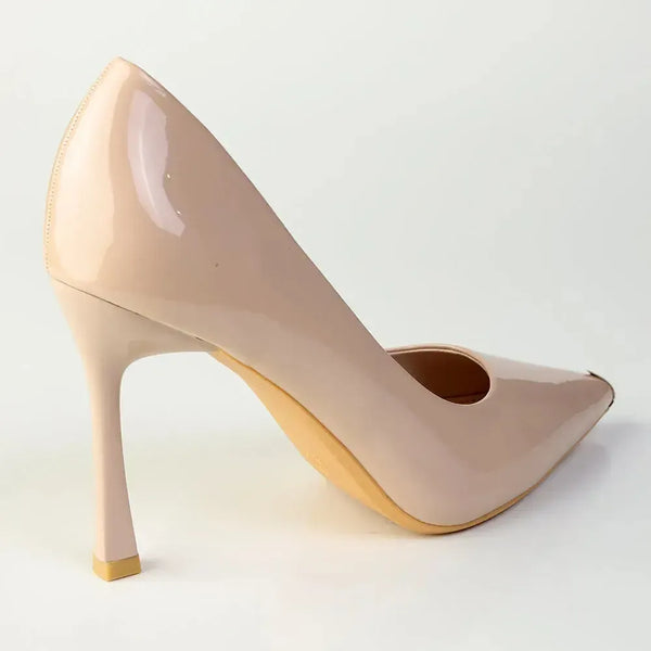 Madison Oakland Stiletto Court With Metal Tip - Nude