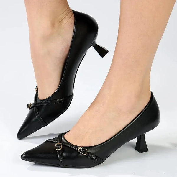 Madison Octavia Buckle Strap Court - Black