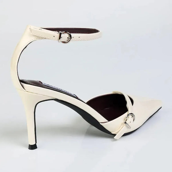 Madison Oda Open Waist Ankle Tie Court Heel - Off White