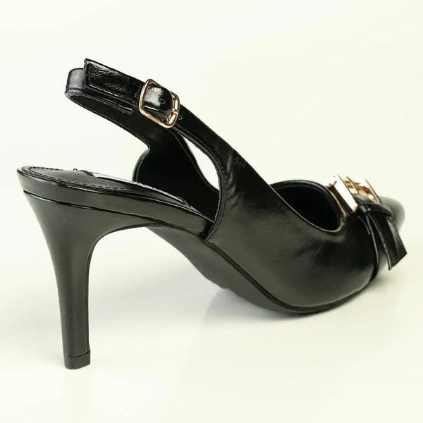 Madison Odelia Buckle Trim Slingback Stilleto Heel - Black