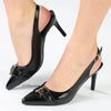 Madison Odelia Buckle Trim Slingback Stilleto Heel - Black