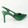 Madison Odelle V-Vamp Stiletto Slingback - Dark Green