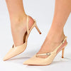 Madison Odelle V-Vamp Stiletto Slingback - Nude