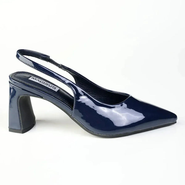 Madison Odette Basic Slingback On Block Heel - Navy