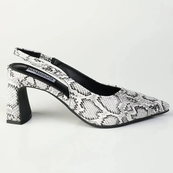 Madison Odette Basic Slingback On Block Heel - White Multi