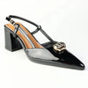 Madison Odyssey Block Heel Slingback With Gold Trim - Black