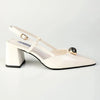 Madison Odyssey Block Heel Slingback With Gold Trim - Off White