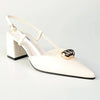 Madison Odyssey Block Heel Slingback With Gold Trim - Off White