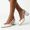 Madison Odyssey Block Heel Slingback With Gold Trim - Off White