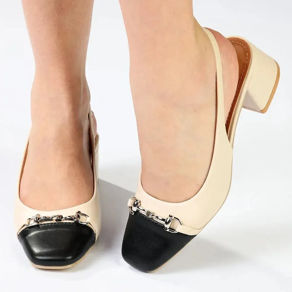 Madison Ofeera 2 Trim Block Heel - Black / Nude
