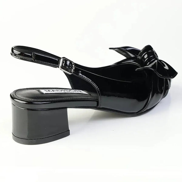 Madison Ofrat Low Block Slingback With Bow - Black
