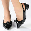 Madison Ofrat Low Block Slingback With Bow - Black