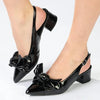 Madison Ofrat Low Block Slingback With Bow - Black
