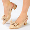 Madison Ofrat Low Block Slingback With Bow - Nude