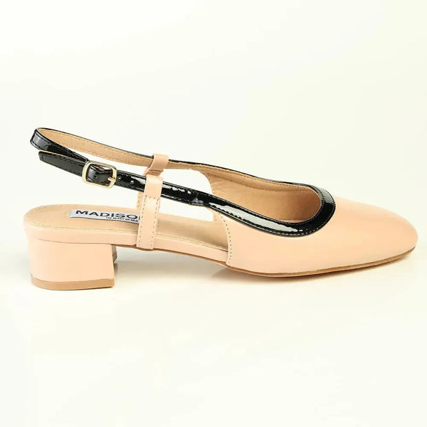 Madison Oksana 2 Low Block Heel - Nude / Black