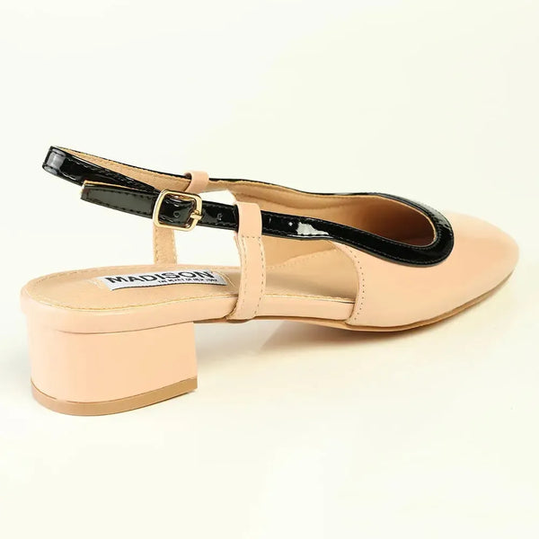 Madison Oksana 2 Low Block Heel - Nude / Black