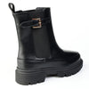 Madison Olva Ankle Boot With Buckle Strap - Black
