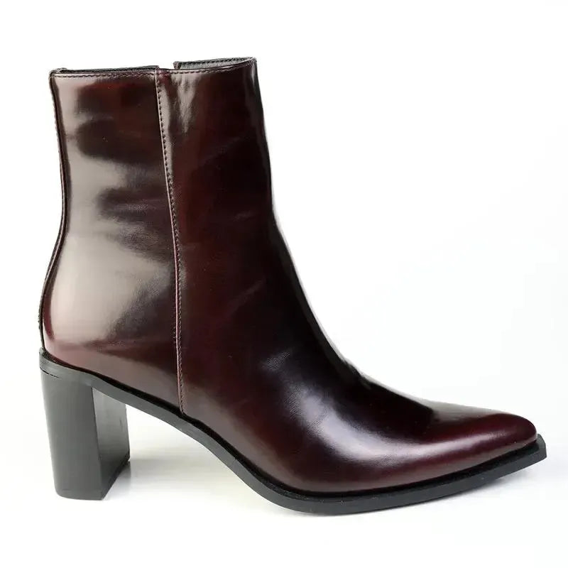 Madison Olympia Slim Block Ankle Boot - Wine | Shoe Box Online Store