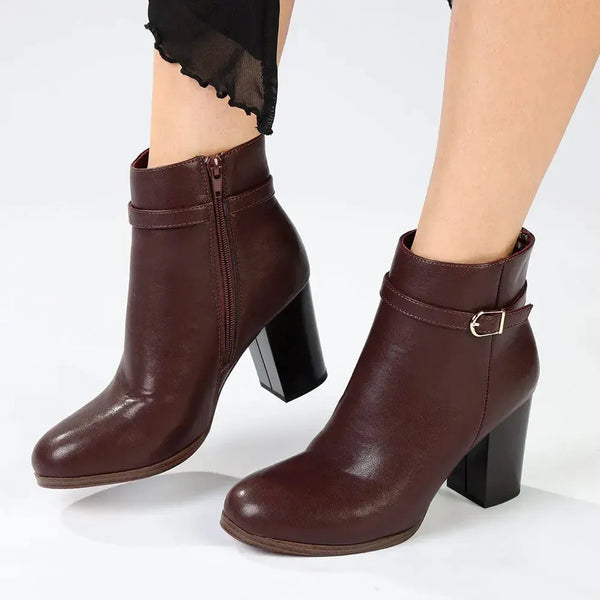 Madison Ombretta Block Heel Ankle Boot - Wine