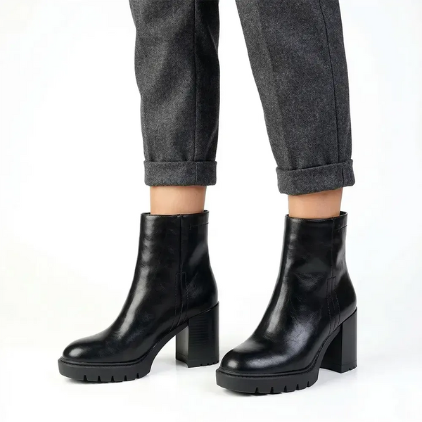 Madison Omen Cleated Sole Block Heel Ankle Boot - Black