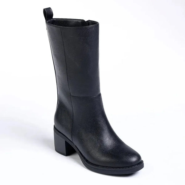 Madison Opal Mid Calf Block Heel Boot - Black