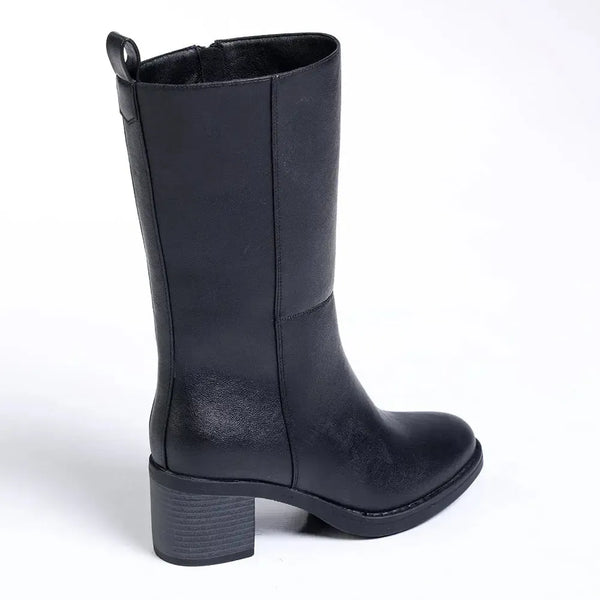 Madison Opal Mid Calf Block Heel Boot - Black