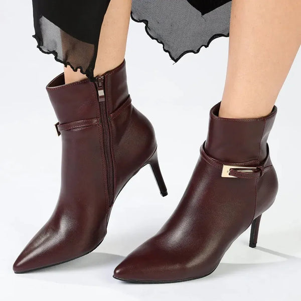 Madison Orcid Stiletto Ankle Boot With Buckle - Wine