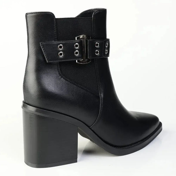 Madison Orenthia Ankle Boot With Eyelet Buckle Strap - Black