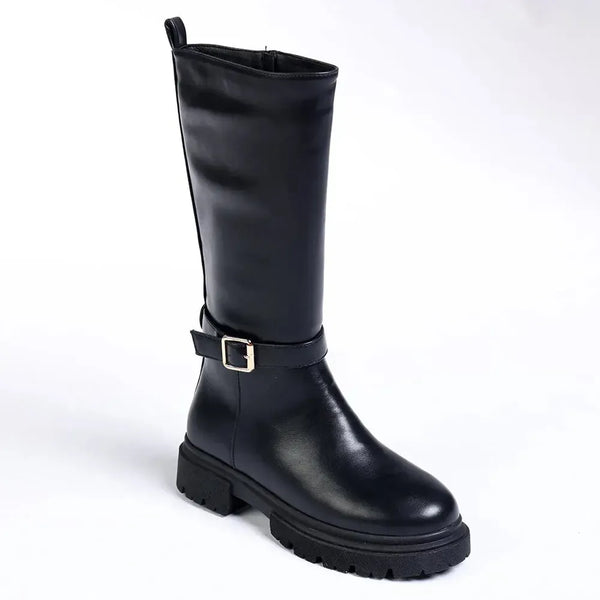 Madison Orphie Mid Calf Buckle Boot - Black