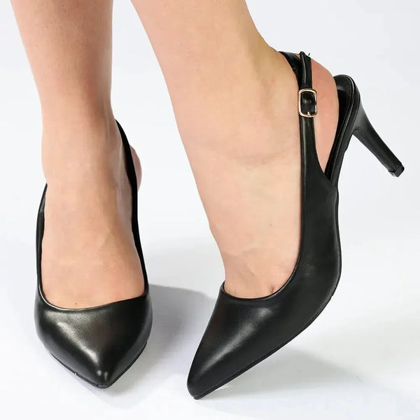 Madison Orsaline Plain Stiletto Slingback - Black