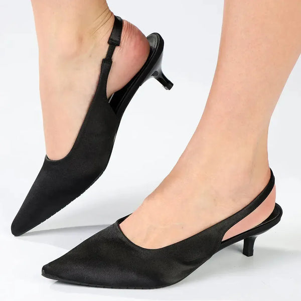 Madison Otto Kitten Heel Slingback - Black