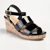 Madison Pauline Cork Wedge Sandal - Black-Madison Heart of New York-Buy shoes online