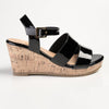 Madison Pauline Cork Wedge Sandal - Black-Madison Heart of New York-Buy shoes online