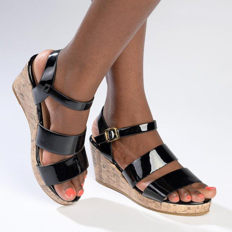 Women's Platform Wedge Sandals Open Toe Elastic Cross Strap - Temu