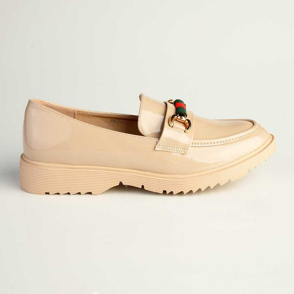 Madison Paxton Slip On Brogue With Gold Saddle Trim - Nude-Madison Heart of New York-Buy shoes online