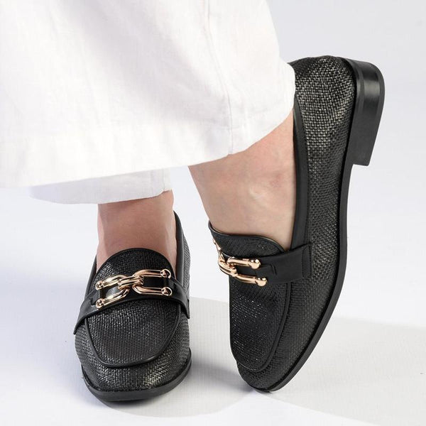 Madison Phoenix - Metal Trim Loafer - Black-Madison Heart of New York-Buy shoes online