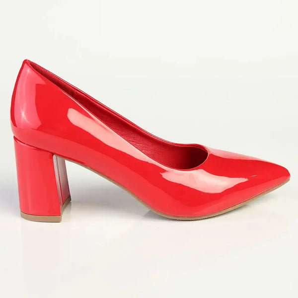 Madison Plain Court Block Heel - Red