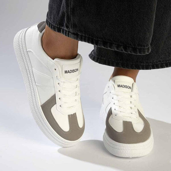 Madison Platform Lace Up Fashion Sneaker - White / Grey-Madison Heart of New York-Buy shoes online