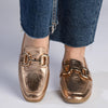 Madison Polly Loafer With Gold Metal Trim Detail - Rose Gold-Madison Heart of New York-Buy shoes online