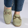 Madison Polly Loafer With Gold Metal Trim Detail - Sage-Madison Heart of New York-Buy shoes online