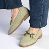 Madison Polly Loafer With Gold Metal Trim Detail - Sage-Madison Heart of New York-Buy shoes online