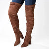 Madison Portia 3 Over Knee Block Heel Boots - Chocolate