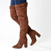 Madison Portia 3 Over Knee Block Heel Boots - Chocolate