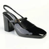 Madison Qia Almond Toe Slingback Block Heel - Black