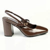 Madison Qia Almond Toe Slingback Block Heel - Chocolate